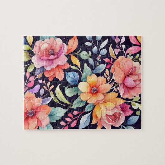 Puzzle Aquarelle Fleurs roses (Horizontal)