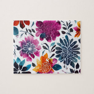 Puzzle Aquarelle Fleurs Vintages Motif Floral