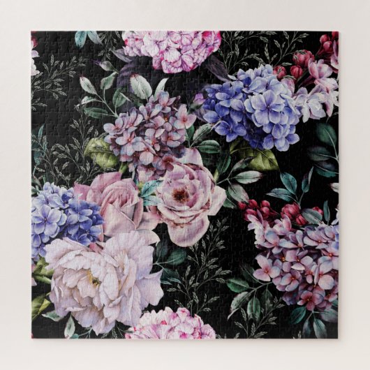 Puzzle Aquarelle florale foncée Design sans joint (Vertical)