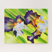 Puzzle Aquarelle florale iris violet vert (Horizontal)