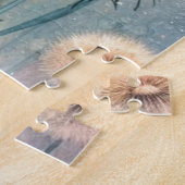 Puzzle Aquarelle florale monogramme bleu rose (Côté)