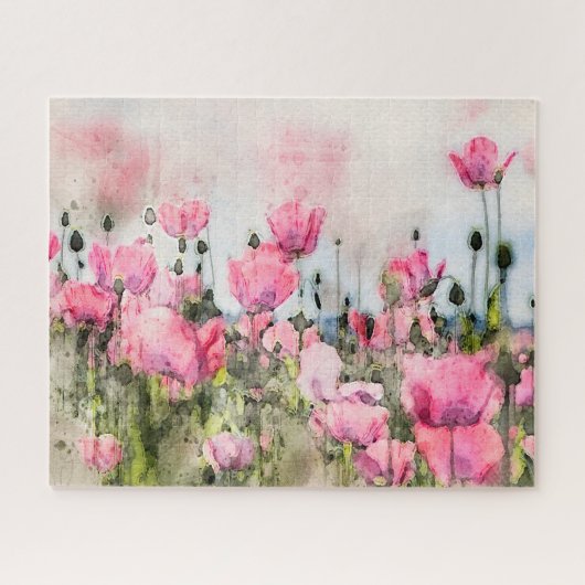 Puzzle Aquarelle florale rose Artistique (Horizontal)
