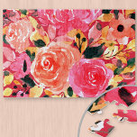 Puzzle Aquarelle Florale rose pâle<br><div class="desc">Puzzle lumineux et joyeux avec aquarelle design floral. Une abondance de fleurs roses et de feuillage dans les tons rose,  orange et jaune.</div>