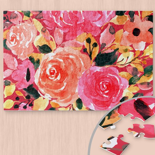 Puzzle Aquarelle Florale rose pâle