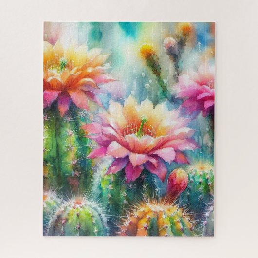 Puzzle Aquarelle Flower Cactus Succulents (Vertical)