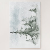 Puzzle Aquarelle Forêt de sapins rustiques hiver (Vertical)