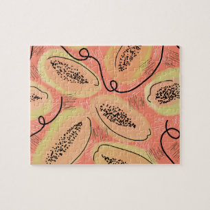 Puzzle Aquarelle Gouache Colorée Art Abstrait Papaye