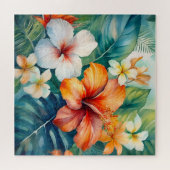 Puzzle Aquarelle Jardin hawaïen Hibiscus tropical (Horizontal)