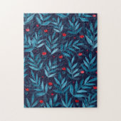 Puzzle Aquarelle jardin nocturne - turquoise, bleu et rou (Vertical)