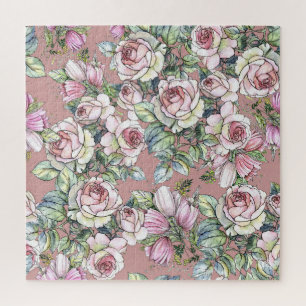 Puzzle Aquarelle Jardin : Rose Tulip Elégance.