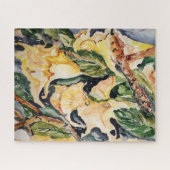 Puzzle Aquarelle jaune trompettes avec branches brunes (Horizontal)