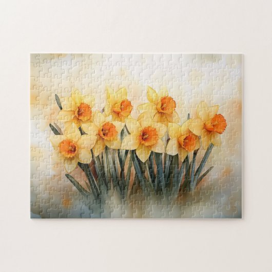 Puzzle Aquarelle jonquilles Jaune et vert (Horizontal)