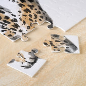 Puzzle aquarelle léopard jungle chat animal peint vert (Côté)