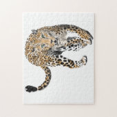 Puzzle aquarelle léopard jungle chat animal peint vert (Vertical)