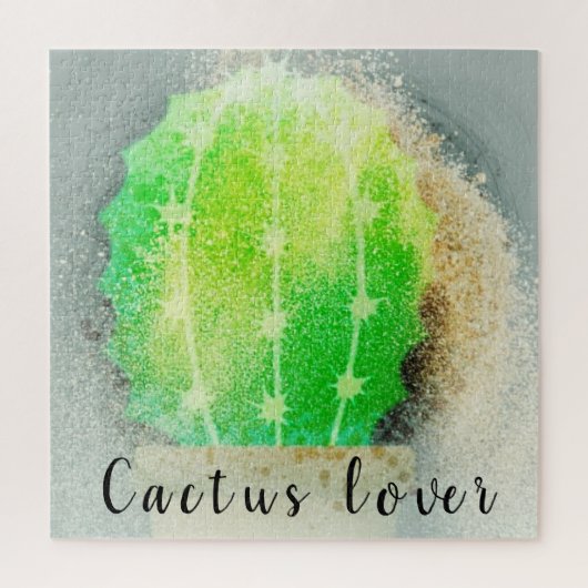 Puzzle Aquarelle Macro moderne Cactus vert (Vertical)