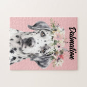 Puzzle Aquarelle mignonne Dalmation Chien/Fleurs (Horizontal)