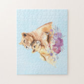 Puzzle Aquarelle mignonne Mère Lion & Cub (Vertical)