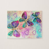 Puzzle Aquarelle - Mignons Papillons colorés - Coeurs (Horizontal)