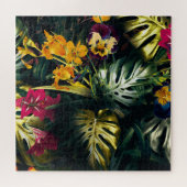 Puzzle Aquarelle moderne tropicale Palm Feuilles et Lys (Horizontal)