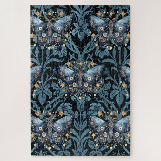 Puzzle Aquarelle mystique Bleu et doré Night Moth (Vertical)