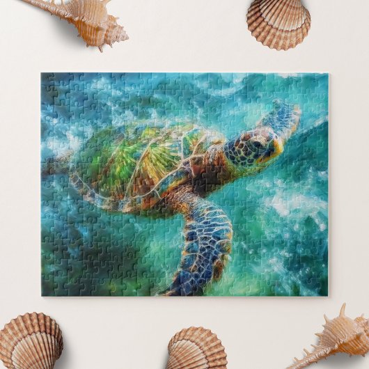 Puzzle Aquarelle Natation Tortue de mer