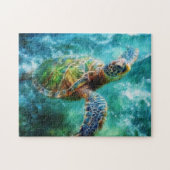 Puzzle Aquarelle Natation Tortue de mer (Horizontal)