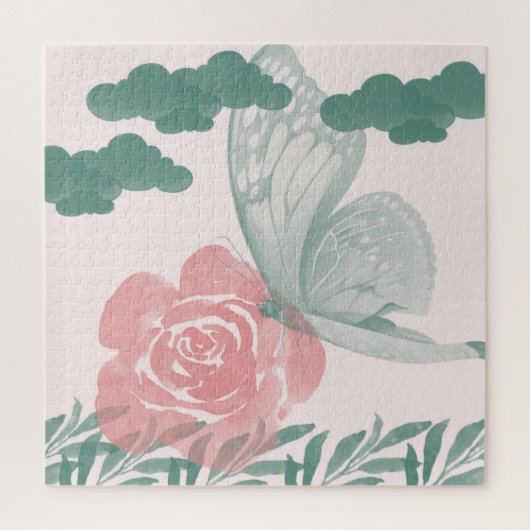 Puzzle Aquarelle Nature Thématique Avec Fleur Turquoise E (Vertical)