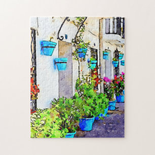 Puzzle Aquarelle numérique de rue dans Mijas Pueblo