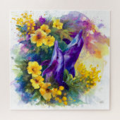 Puzzle Aquarelle Océan Dauphins Fleurs Tropicales (Horizontal)