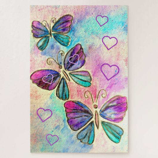 Puzzle Aquarelle - Papillons colorés Volant - Printemps (Vertical)