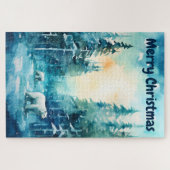 Puzzle Aquarelle Paysage hivernal Pôle Nord Noël (Horizontal)