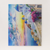 Puzzle Aquarelle paysage Santorin île grecque (Vertical)