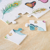 Puzzle Aquarelle Peacock plumes et papillons (Côté)