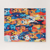 Puzzle Aquarelle Peint Chien Collage (Horizontal)