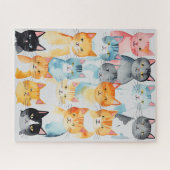 Puzzle Aquarelle Peint Colorful Chat Collage (Horizontal)