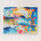 Puzzle Aquarelle Peint Colorful Chat Collage (Horizontal)