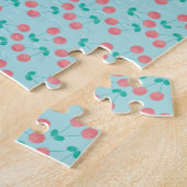 Puzzle Aquarelle Peinte à la main de cerises rose Turquoi (Côté)