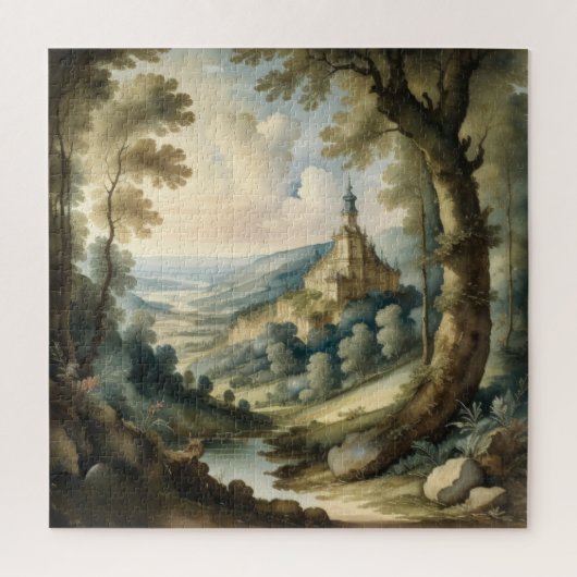 Puzzle Aquarelle Peinture de paysage de style antique (Vertical)