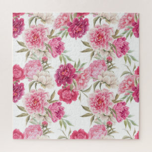 Puzzle Aquarelle Peoné rose : Élégance florale