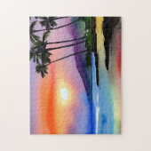 Puzzle Aquarelle Pittoresque de plage Tropical (Vertical)