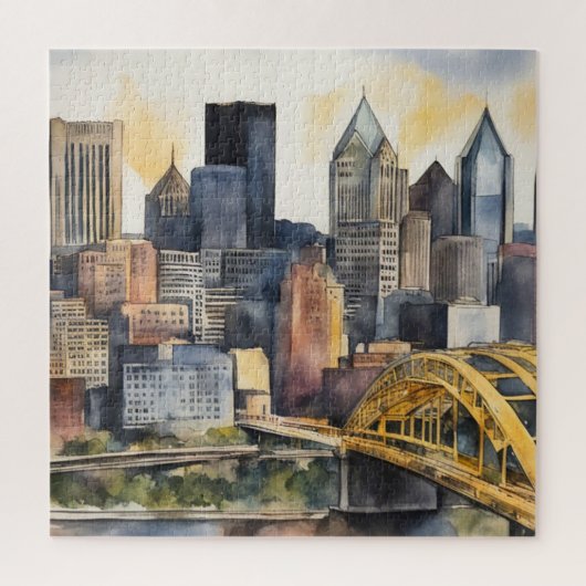 Puzzle Aquarelle Pittsburgh Cityscape (Vertical)