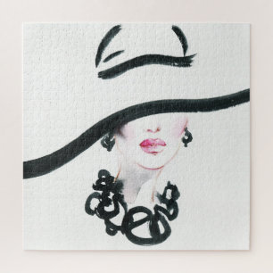 Puzzle Aquarelle portrait femme, abstraite illust de mode