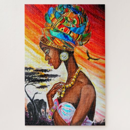 Puzzle Aquarelle - Princesse Africaine - Peinture (Vertical)