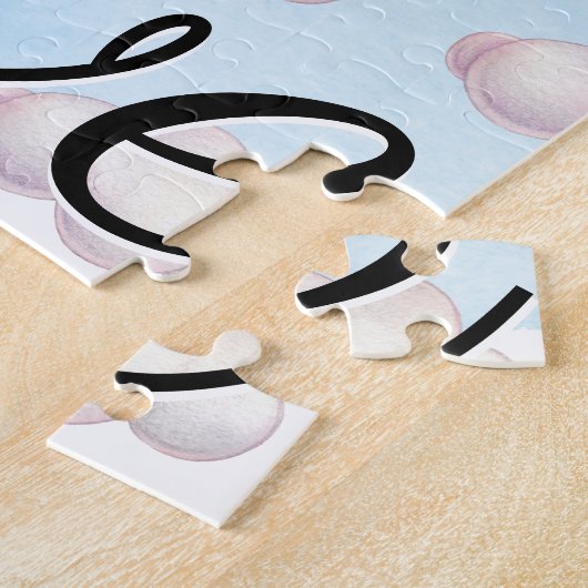 Puzzle Aquarelle Rainbow Heart avec typographie de script (Côté)