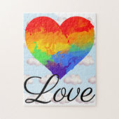 Puzzle Aquarelle Rainbow Heart avec typographie de script (Vertical)