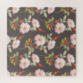 Puzzle Aquarelle Rose de chien : motif floral foncé (Horizontal)