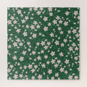 Puzzle Aquarelle rose Floral Botanique foncé Vert (Horizontal)