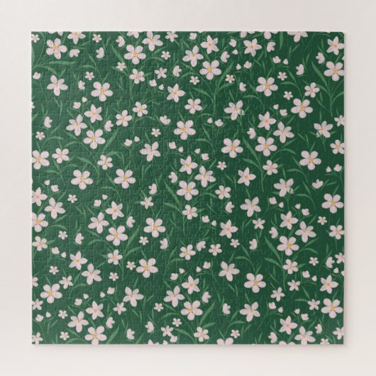 Puzzle Aquarelle rose Floral Botanique foncé Vert (Vertical)