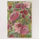 Puzzle Aquarelle rose pâle Floral Spring Garden Art<br><div class="desc">OEuvre originale de fleurs roses d'aquarelle lâche avec détails d'encre. Parfait pour agrandir votre espace au printemps - mettez-le ensemble et montez-le !</div>
