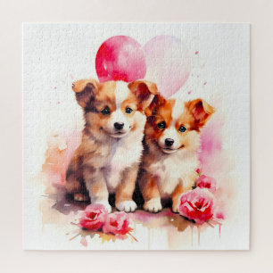Puzzle Aquarelle Rosy Puppy Love